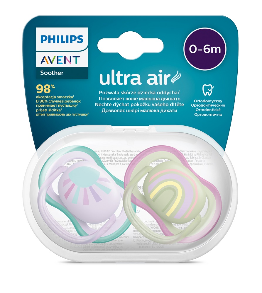 Philips AVENT Cumlík Ultra air obrázok 0-6m dievča (dúha) 2ks
