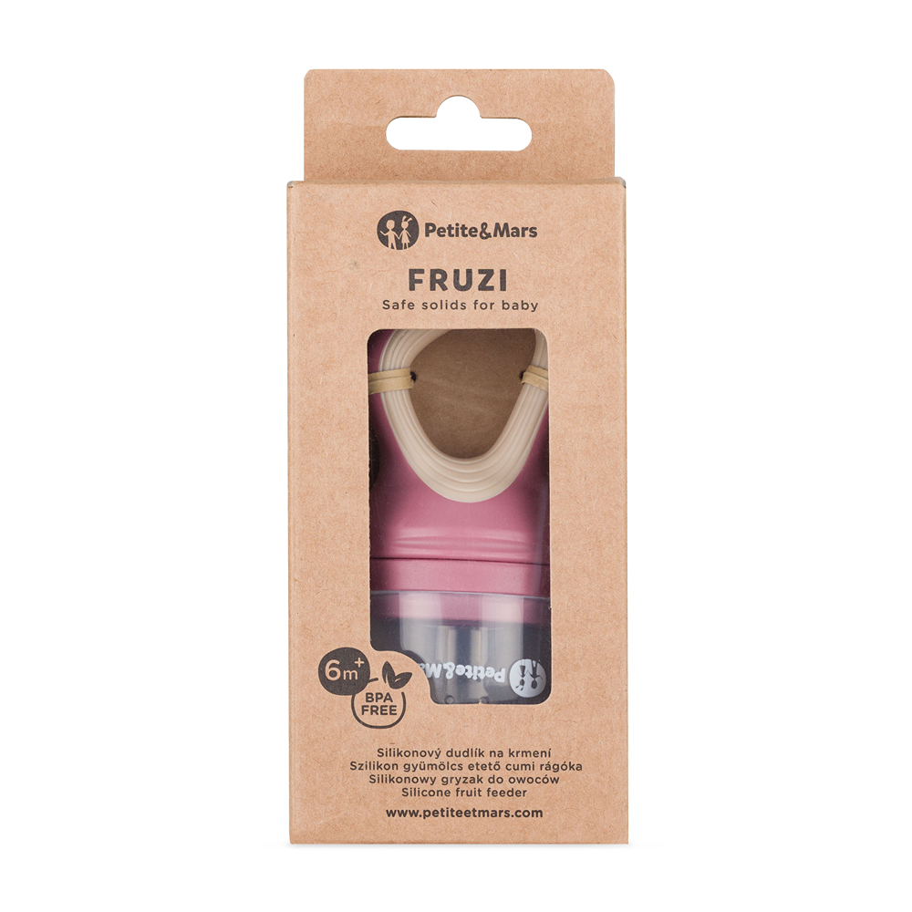 PETITE&amp;MARS Cumlík silikónový na kŕmenie Fruzi Rose&amp;Sand 6m+