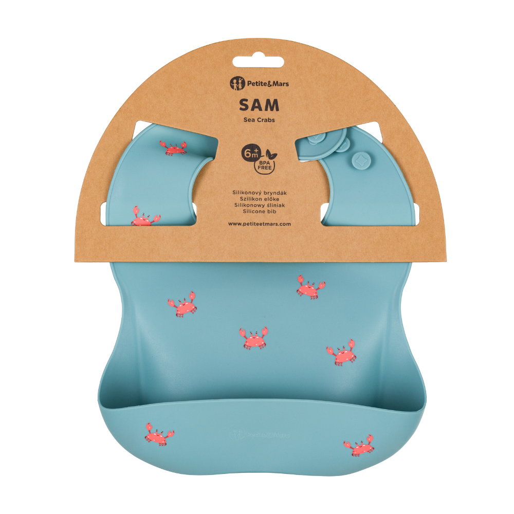 PETITE&MARS Podbradník silikónový Take&Match Sea Crabs 6m+