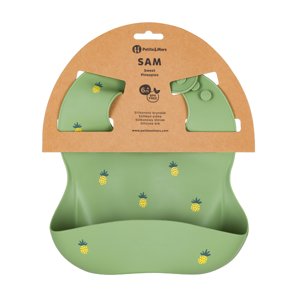 PETITE&amp;MARS Podbradník silikónový Take&amp;Match Sweet Pineaples 6m+
