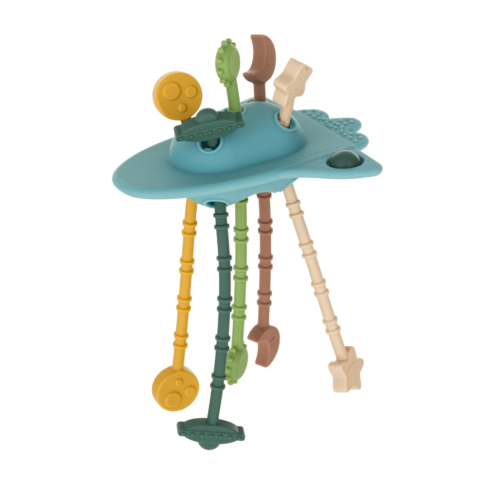 PETITE&amp;MARS Hračka silikónová senzorická Crazy rocket Frosted Sky 10m+