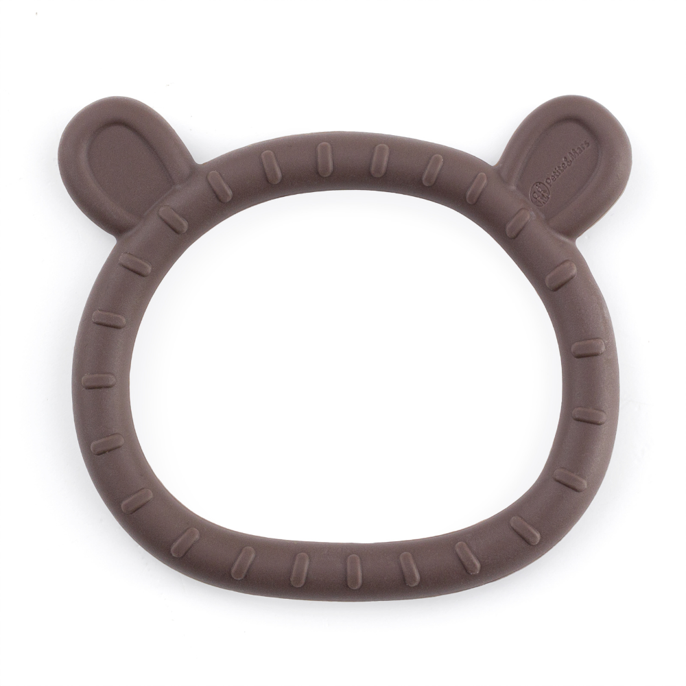 PETITE&amp;MARS Hryzačka silikónová Teddy Bitter Cocoa 0m+