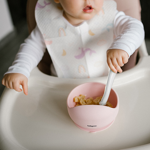 BABYONO Lyžička silikónová - mint 6m+