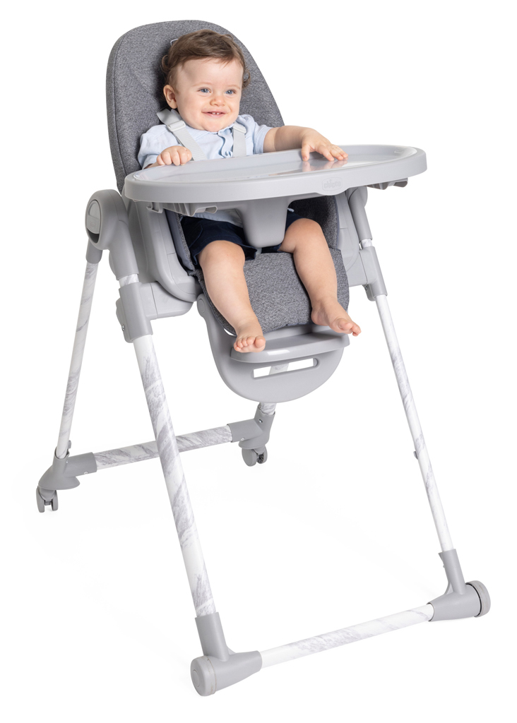 CHICCO Stolička jedálenská Polly Armonia - Carrara + Hrazdička Rainbow