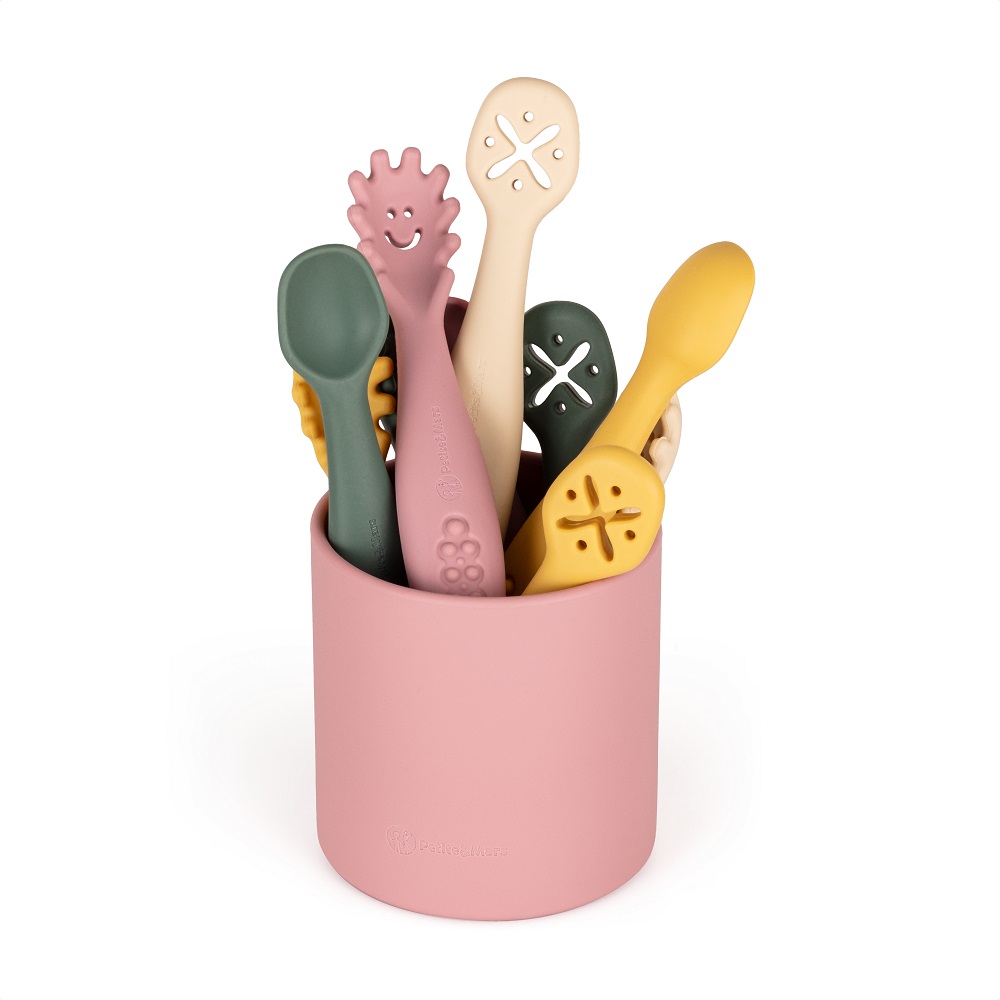 PETITE&amp;MARS Set 3 ks silikónových tréningových lyžičiek Take&amp;Match Desert Sand 6m+