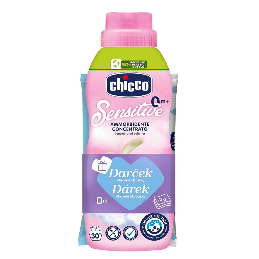 CHICCO Aviváž koncentrovaná Baby Sensitive Kvetinové objatie 750 ml + vlhčené obrúsky 72 ks zadarmo