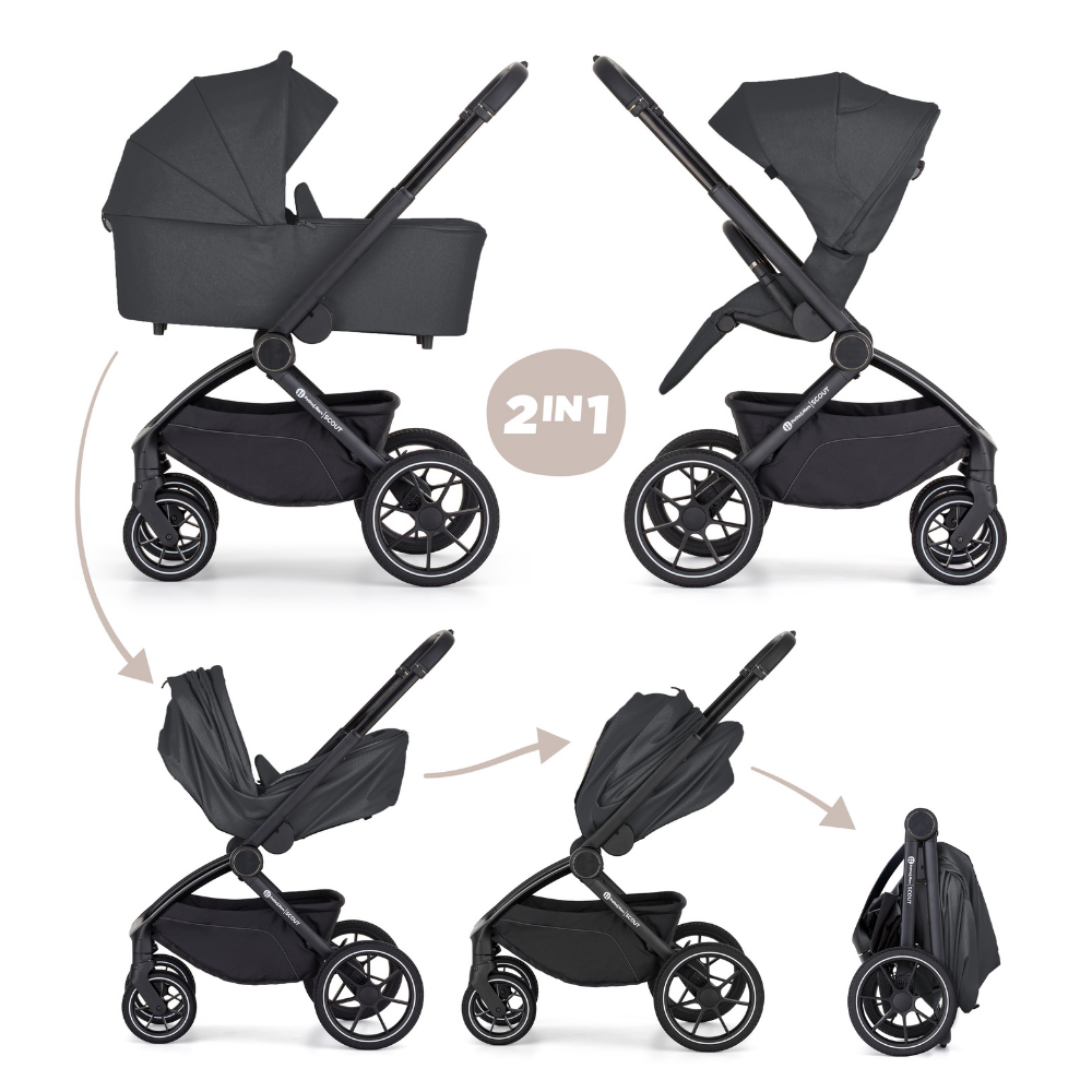 PETITE&amp;MARS Kočík kombinovaný SCOUT 2v1 Anthracite Moon