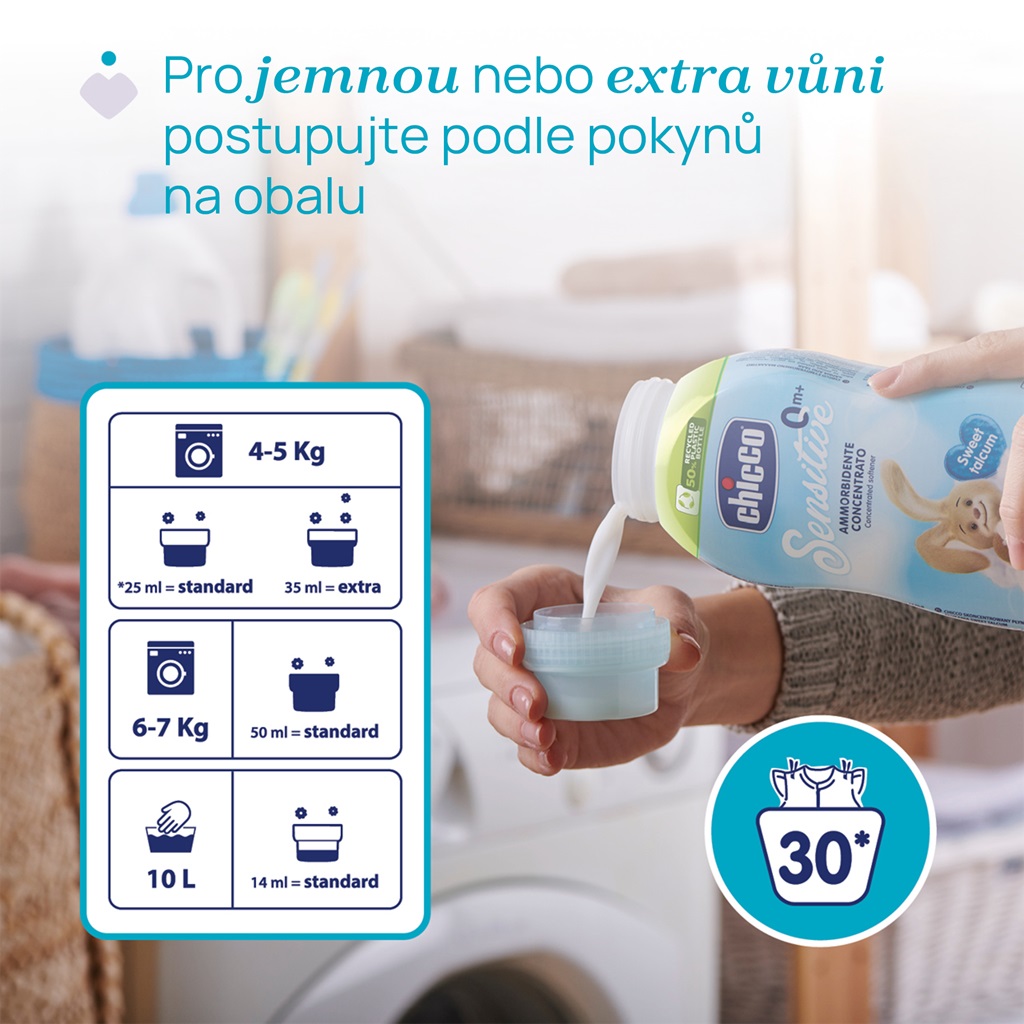 CHICCO Aviváž koncentrovaná Baby Sensitive Sladký púder 750ml
