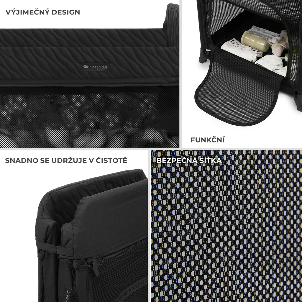 KINDERKRAFT SELECT Postieľka cestovná Moon Dream Black