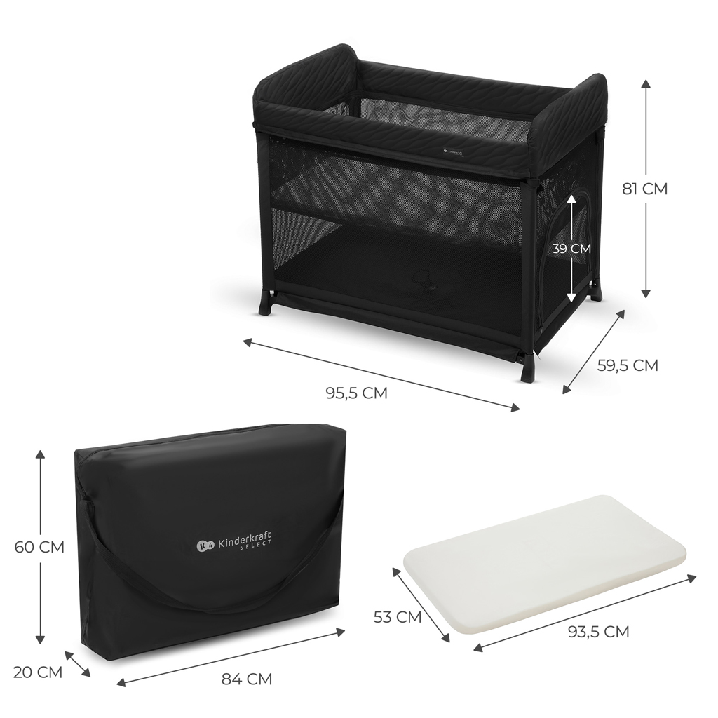 KINDERKRAFT SELECT Postieľka cestovná Moon Dream Black