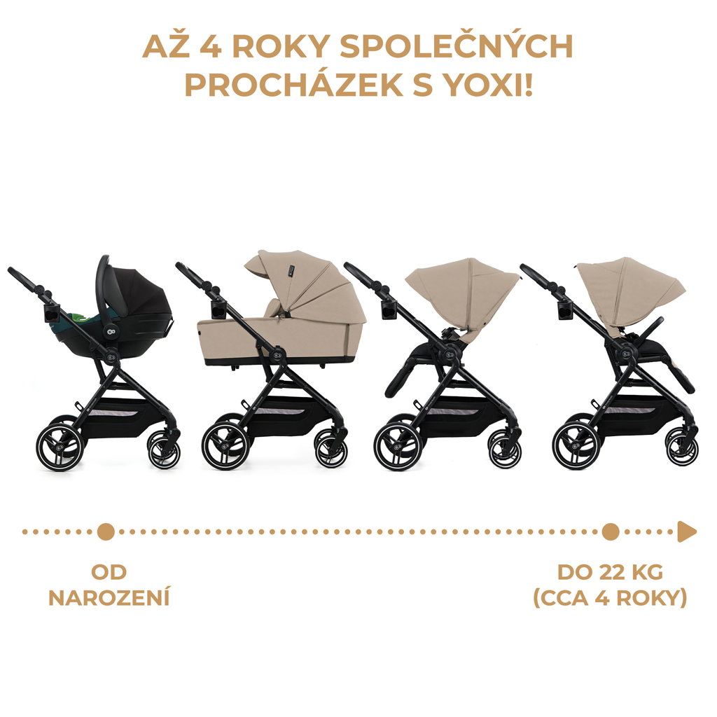 KINDERKRAFT SELECT Kočík kombinovaný Yoxi 2v1 Sand Beige