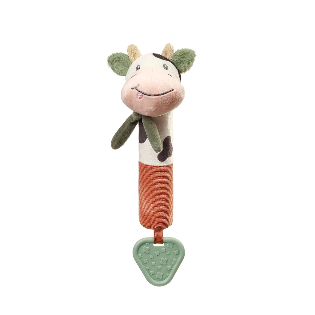 BABYONO Hračka pískacia s hryzačkou Cow Bingo 6m+