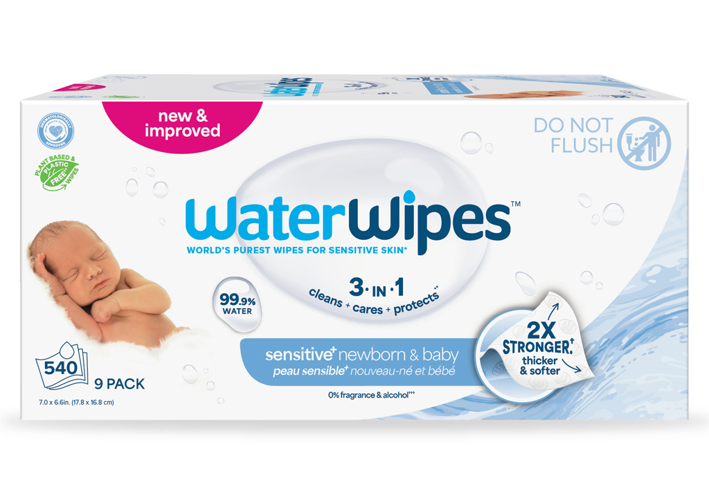 9X WATERWIPES Obrúsky vlhčené Newborn&amp;Baby 3in1 60 ks (540 ks) 