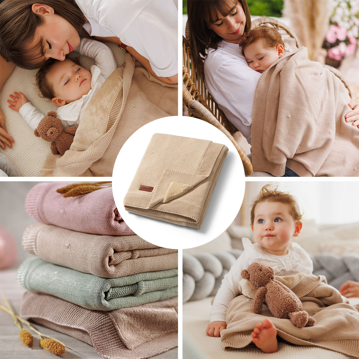 BABYONO Deka z prírodnej bavlny 75 × 100 cm light beige 0m+