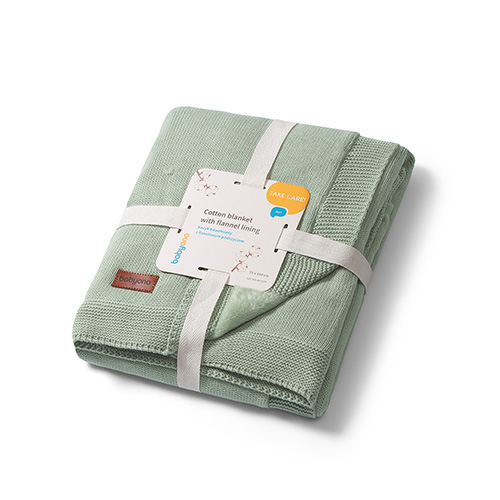BABYONO Deka z prírodnej bavlny 75 × 100 cm sage 0m+