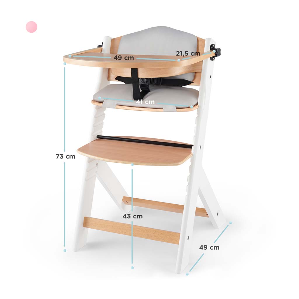 KINDERKRAFT Stolička jedálenská Enock s polstrovaním White wooden, Premium