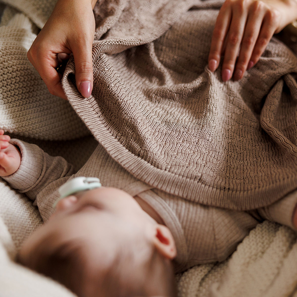 BABYONO Deka pletená bambusová Beige