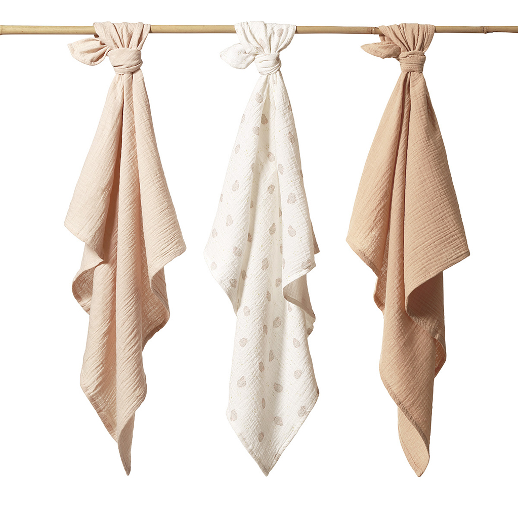 BABYONO Plienky mušelínové Super Soft 3 ks, Beige 70 x 70 cm