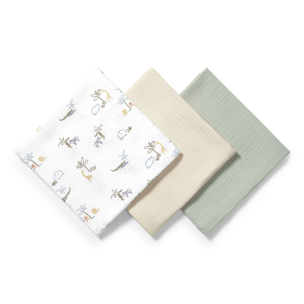 BABYONO Plienky mušelínové Super Soft 3 ks, Green 70 x 70 cm