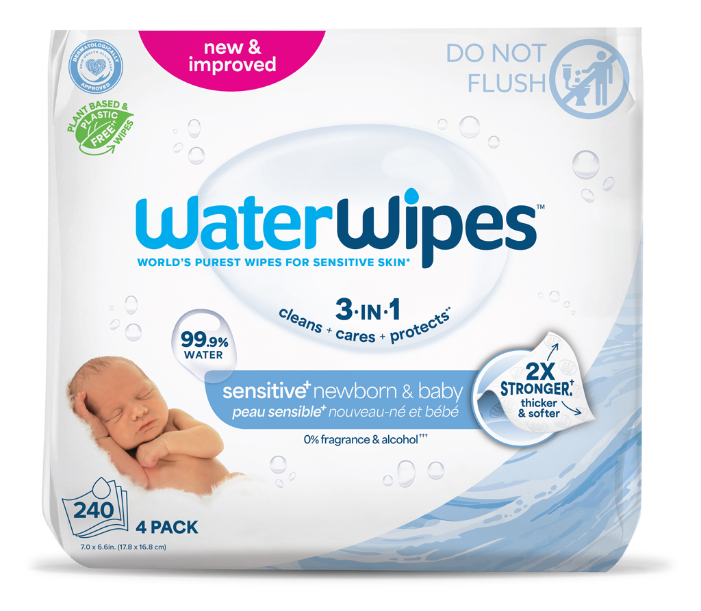 4X WATERWIPES Obrúsky vlhčené Newborn&Baby 3in1 60 ks (240 ks) 