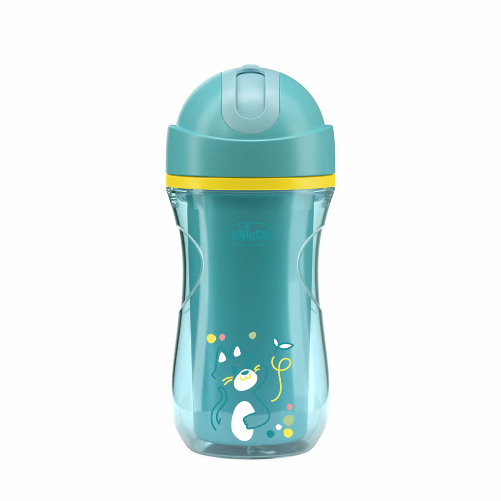 CHICCO Hrnček Sport termo so slamkou teal, 14m+