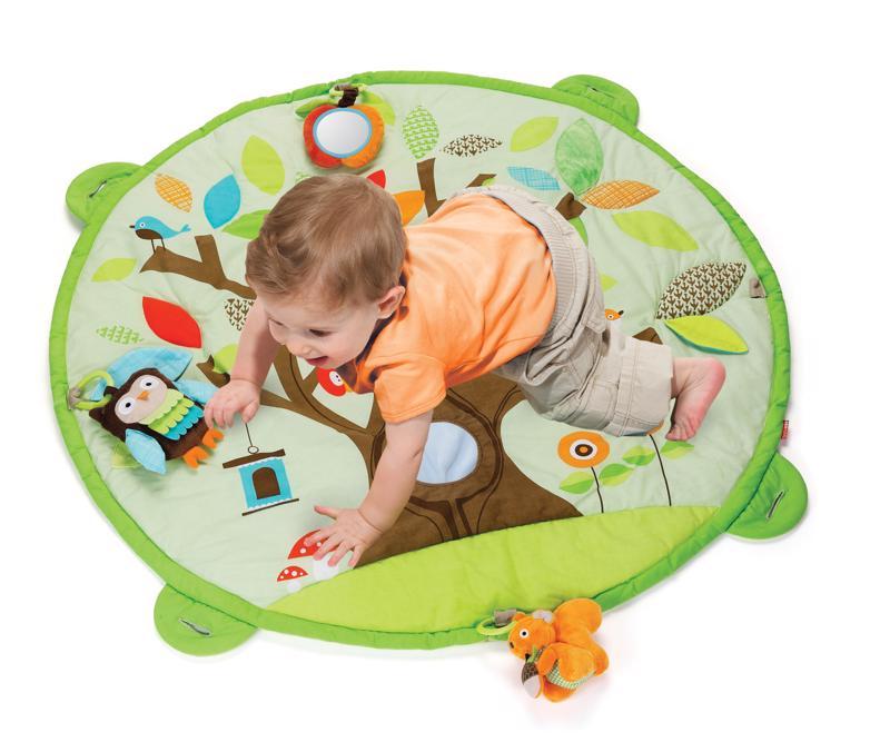 SKIP HOP Deka na hranie 5 hračiek, vankúšik Treetop Friends green-brown 0m+