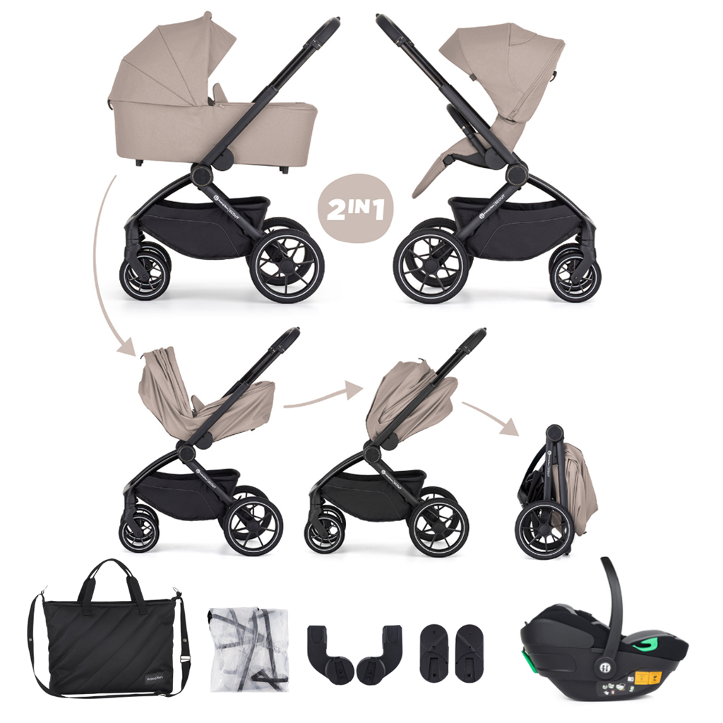 PETITE&amp;MARS Kočík kombinovaný SCOUT 3v1 Cappuccino Cream s Core Pro i-Size 