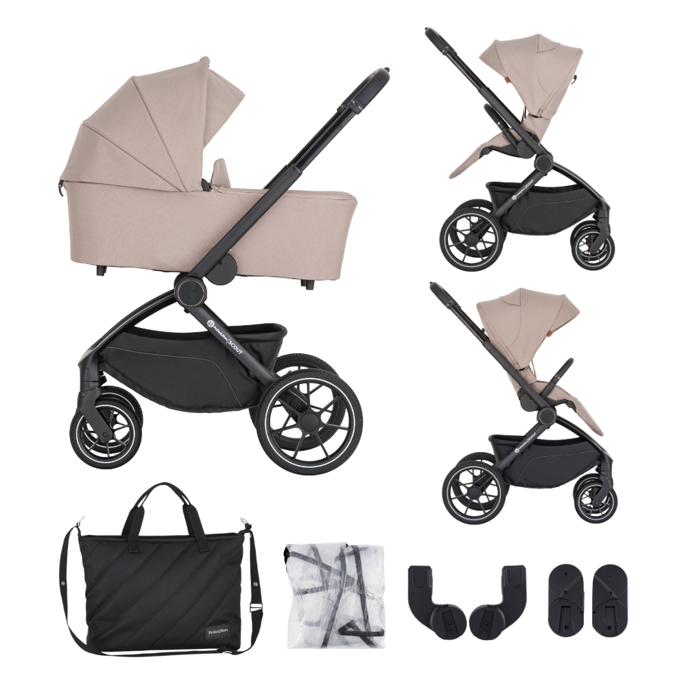 PETITE&amp;MARS Kočík kombinovaný SCOUT 3v1 Cappuccino Cream s Core Pro i-Size 
