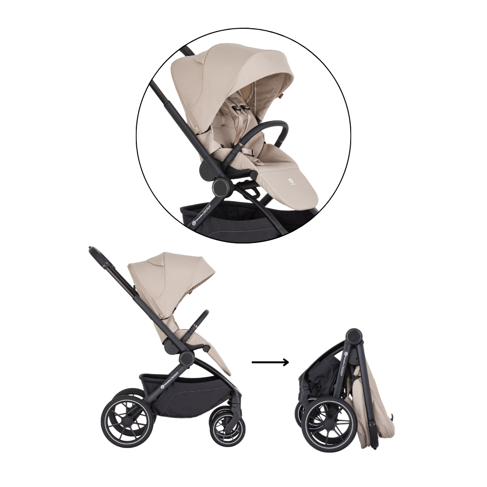PETITE&amp;MARS Kočík kombinovaný SCOUT 3v1 Cappuccino Cream s Core Pro i-Size 