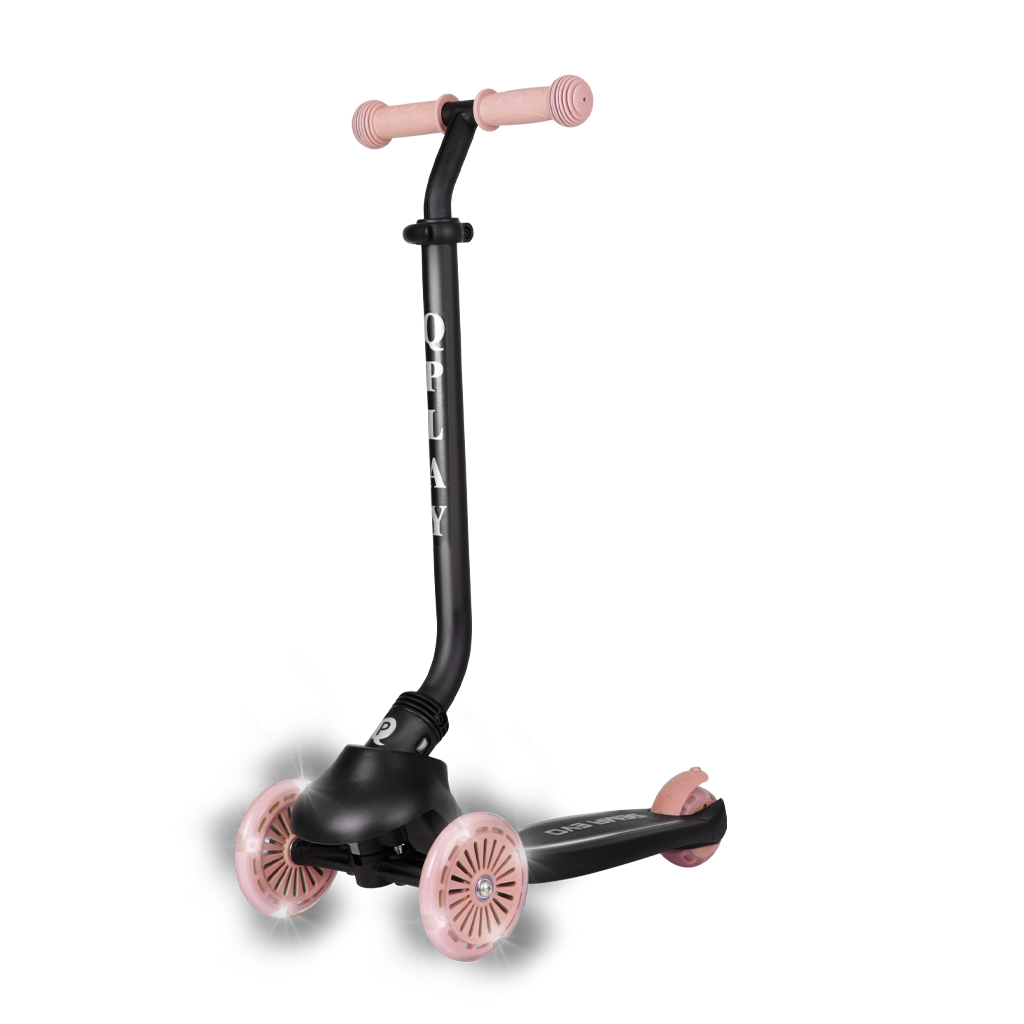 QPLAY Kolobežka / odrážadlo Sema Evo s LED svetlami Coral Pink, vek 1 - 6 rokov, do 50 kg