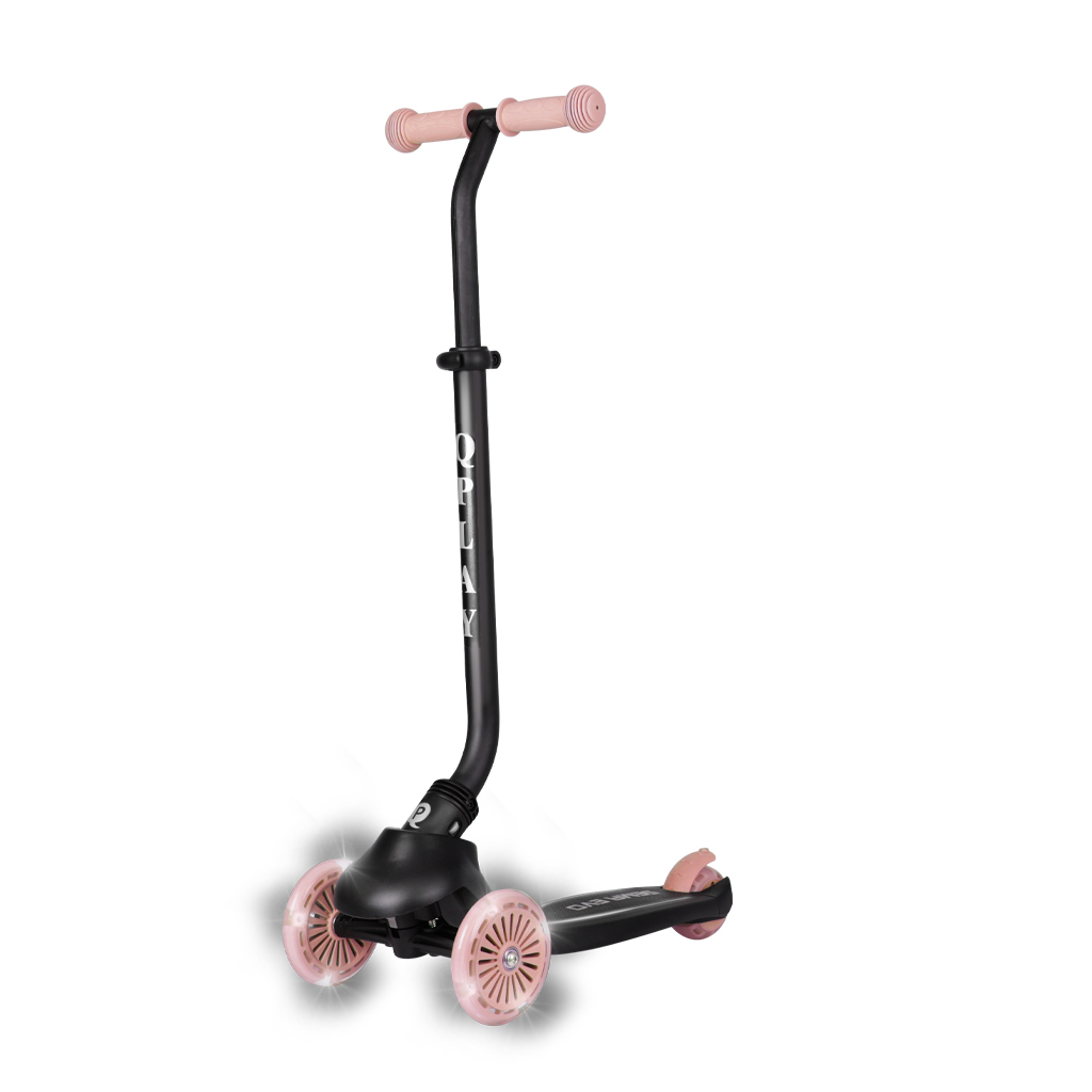 QPLAY Kolobežka / odrážadlo Sema Evo s LED svetlami Coral Pink, vek 1 - 6 rokov, do 50 kg