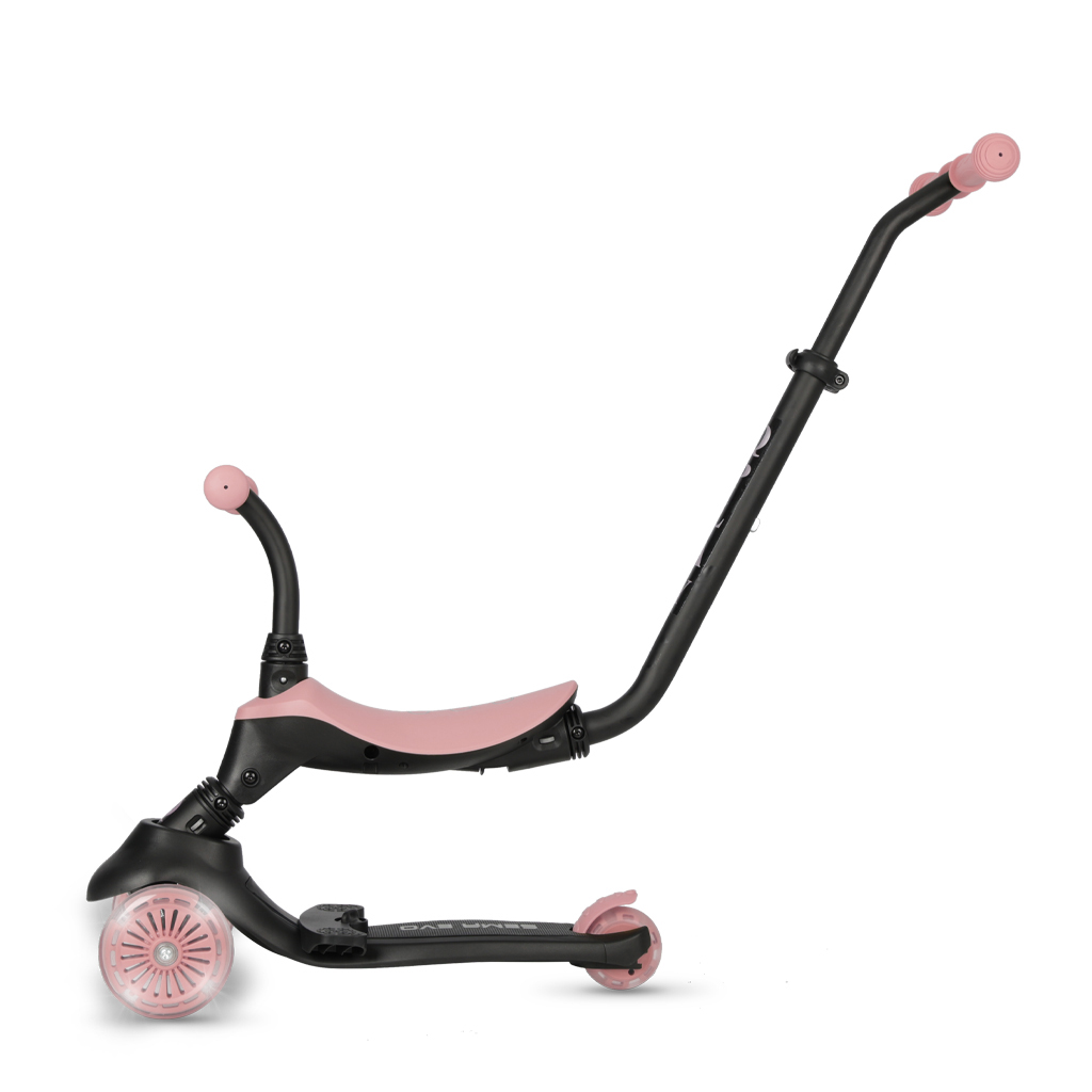 QPLAY Kolobežka / odrážadlo Sema Evo s LED svetlami Coral Pink, vek 1 - 6 rokov, do 50 kg