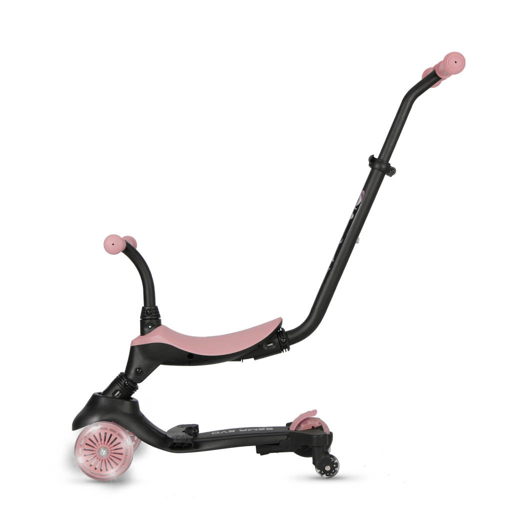 QPLAY Kolobežka / odrážadlo Sema Evo s LED svetlami Coral Pink, vek 1 - 6 rokov, do 50 kg