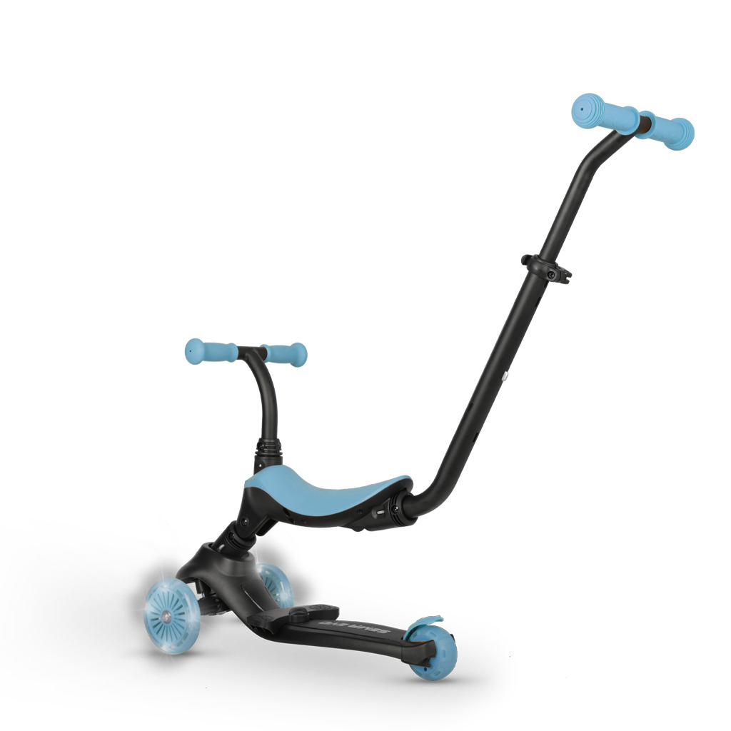 QPLAY Kolobežka / odrážadlo Sema Evo s LED svetlami Sky Blue, vek 1 - 6 rokov, do 50 kg