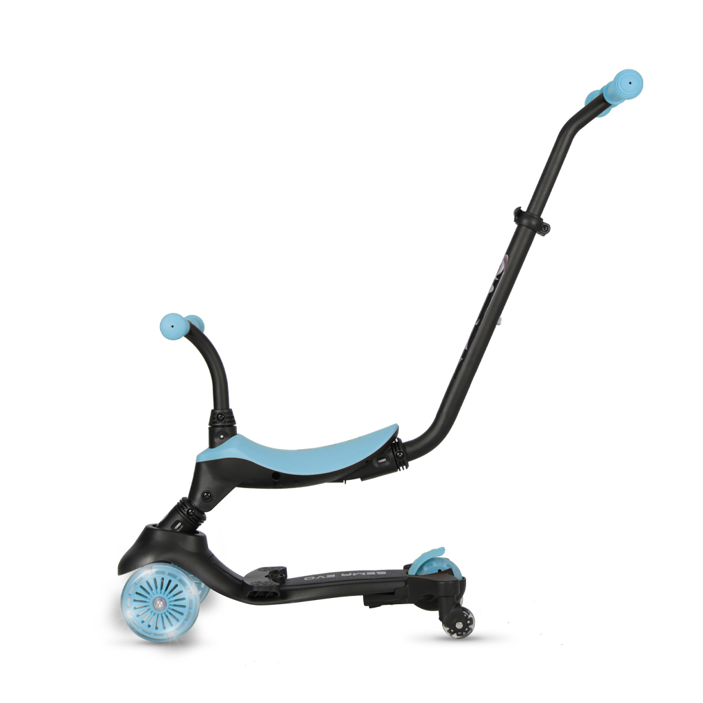 QPLAY Kolobežka / odrážadlo Sema Evo s LED svetlami Sky Blue, vek 1 - 6 rokov, do 50 kg
