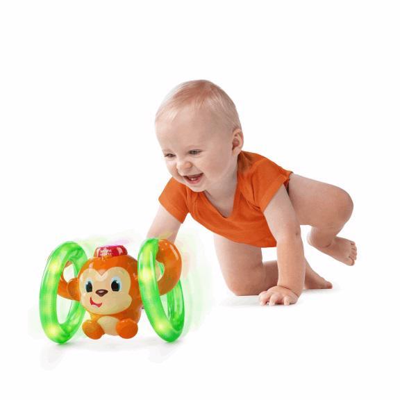 BRIGHT STARTS Hračka svietiaca hudobná opička LLB Roll&amp;Glow™ 6-36m