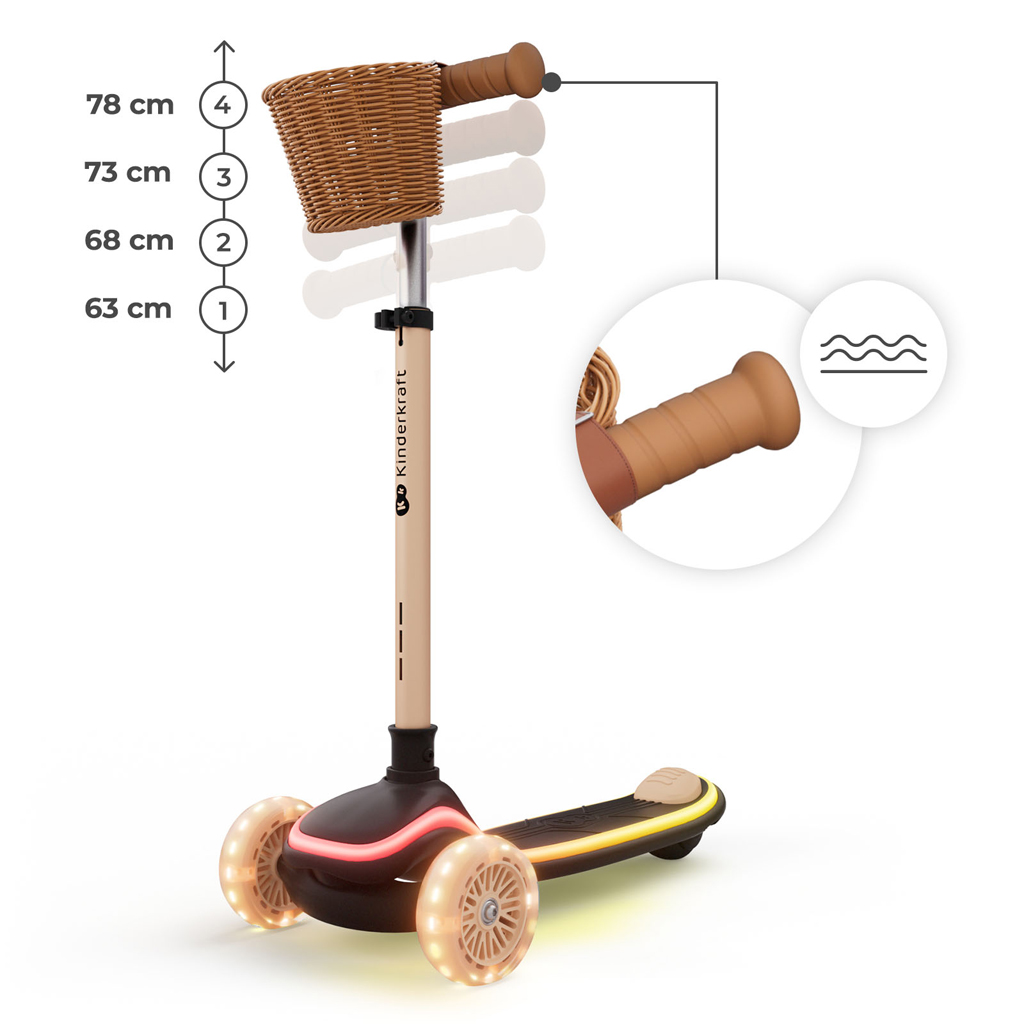 KINDERKRAFT Kolobežka a odrážadlo 2v1 Raket Up Beige