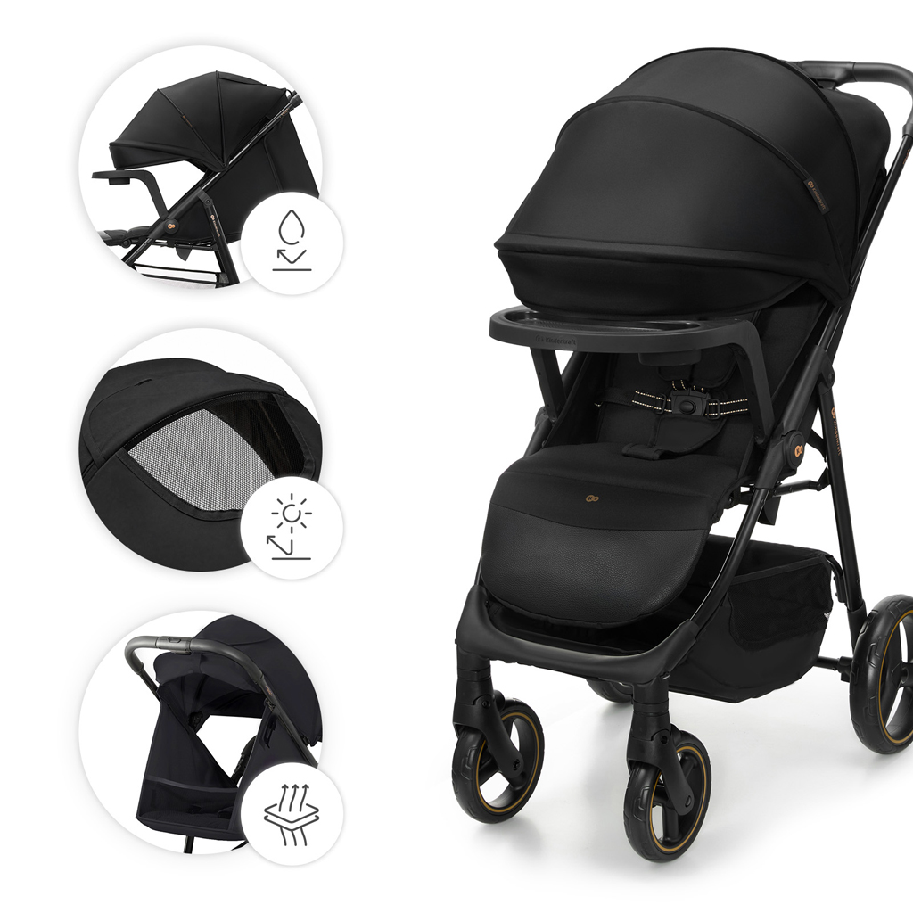 KINDERKRAFT Kočík športový Trig 3 Tray Onyx Black