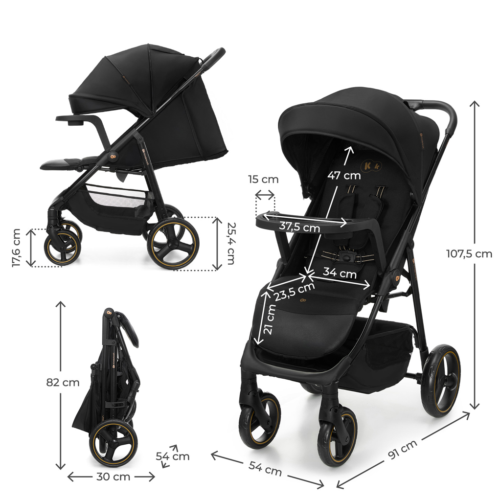 KINDERKRAFT Kočík športový Trig 3 Tray Onyx Black