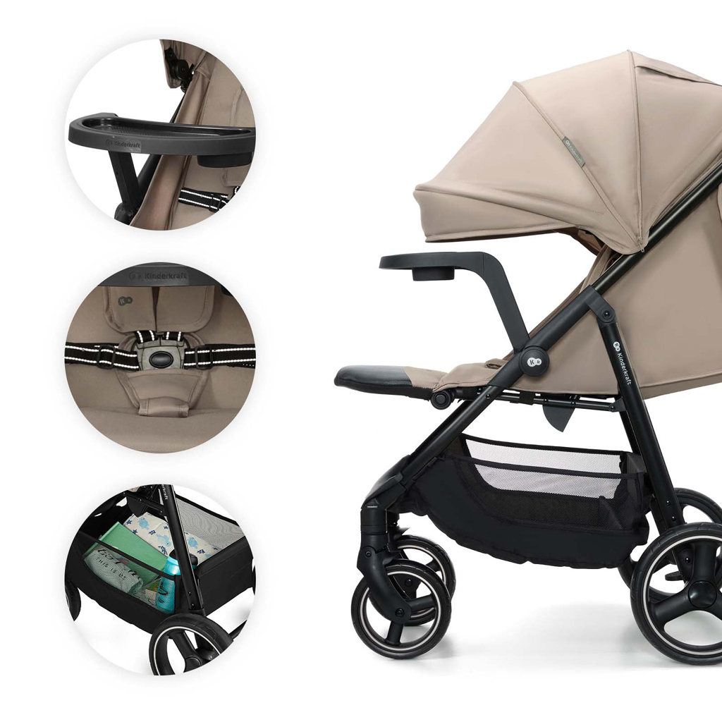KINDERKRAFT Kočík športový Trig 3 Tray Stone Beige