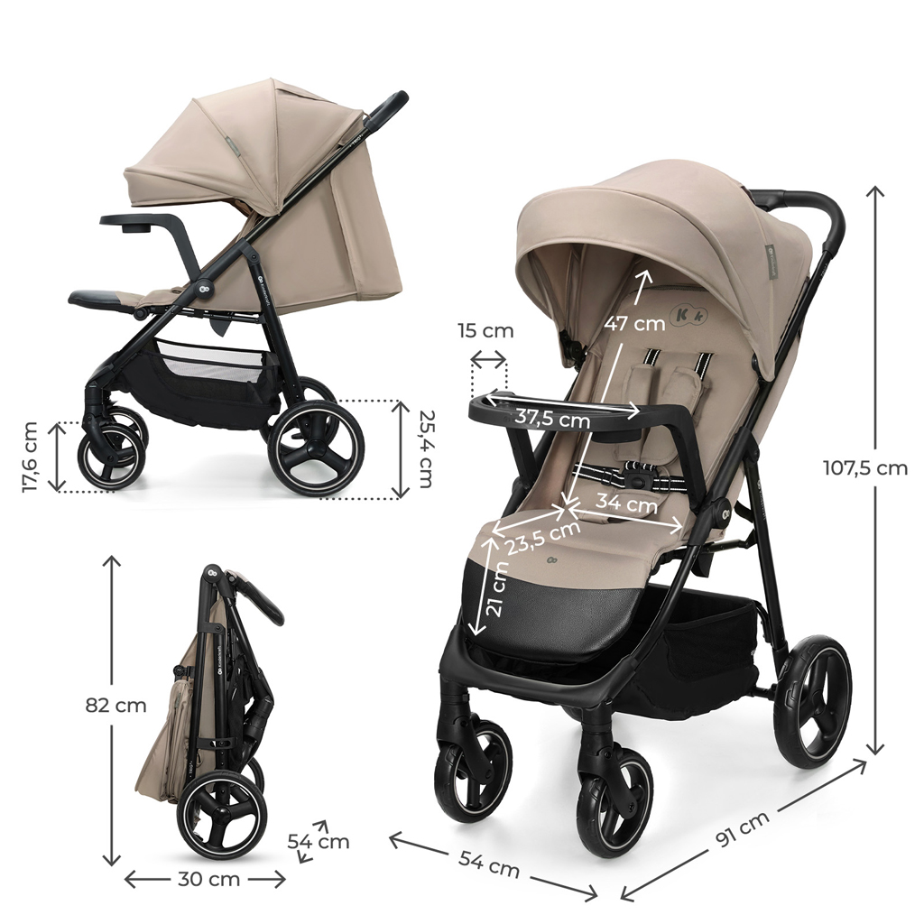 KINDERKRAFT Kočík športový Trig 3 Tray Stone Beige