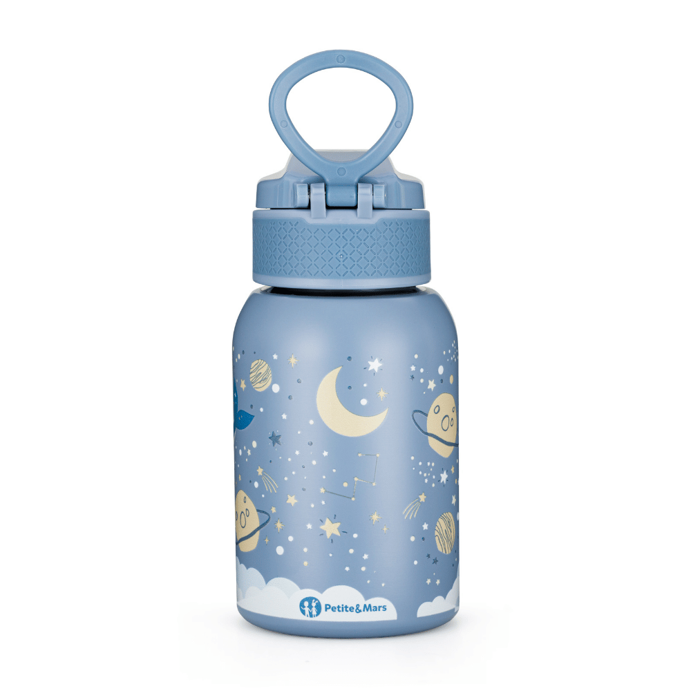PETITE&amp;MARS Fľaša nerezová termo so slamkou 350 ml Whale Song 12m+
