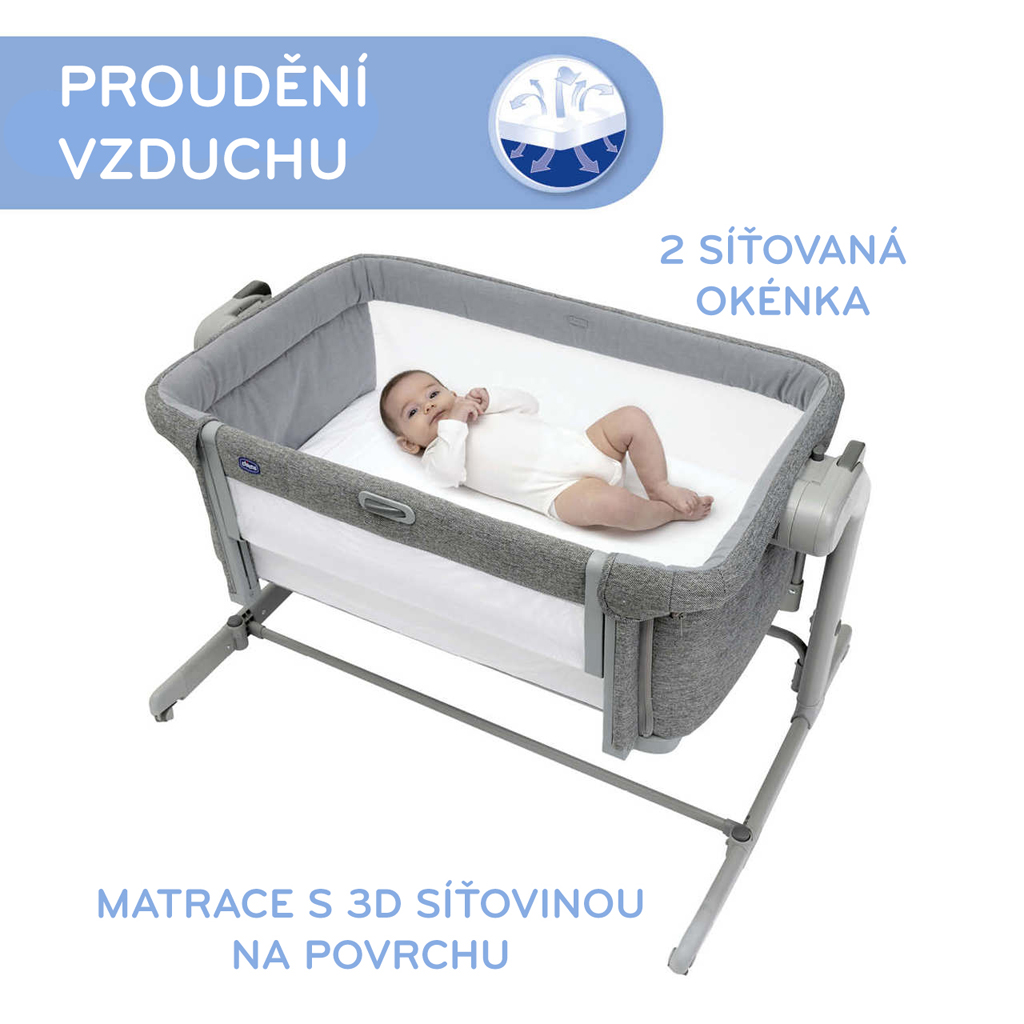 CHICCO Postieľka Next2Me Magic Evo - Desert Taupe