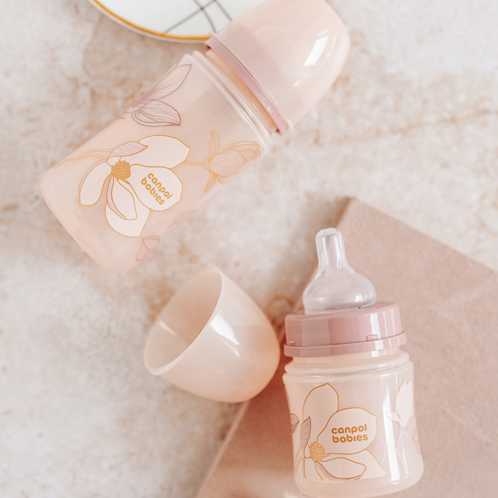 CANPOL BABIES Fľaša dojčenská antikoliková EasyStart Gold 240 ml - ružová