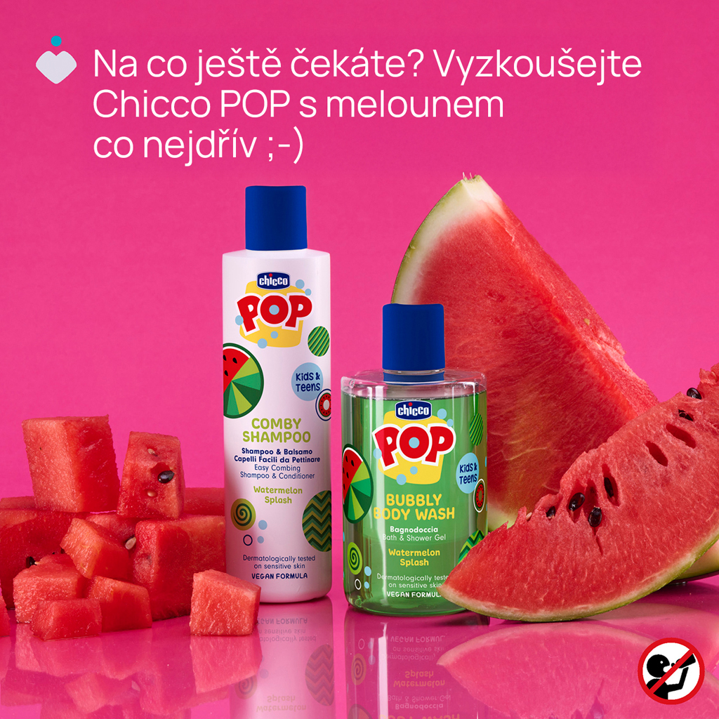 CHICCO Sprchový gél Watermelon splash POP pre deti a teenagerov 300ml