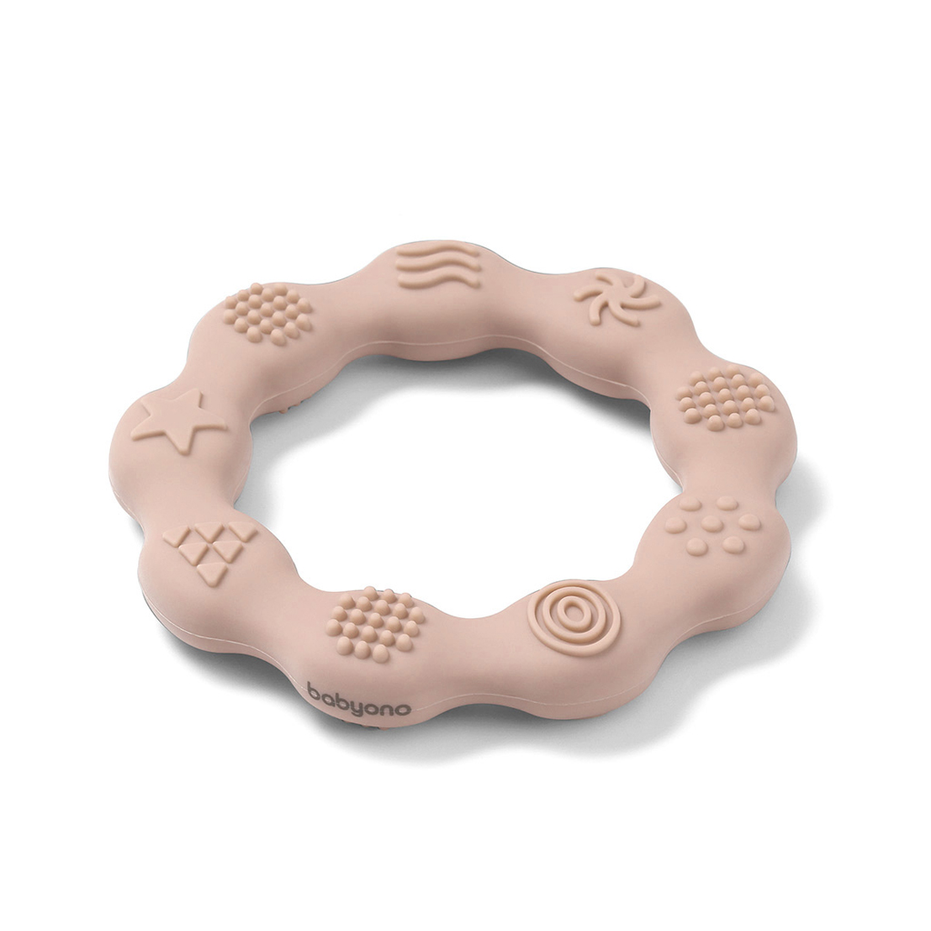BABYONO Hryzátko silikónové Krúžok Beige
