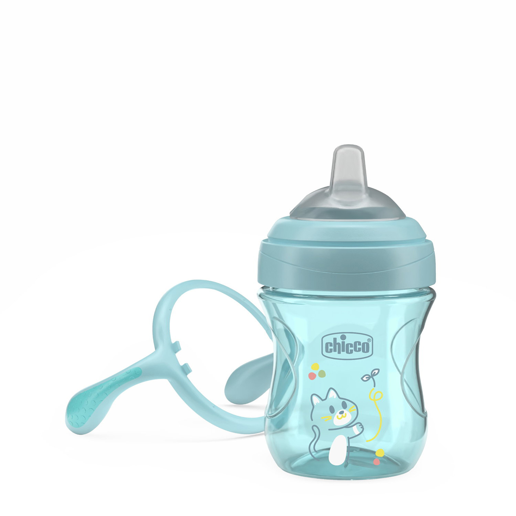 CHICCO Hrnček Transition učiaci s držadlami teal, 4m+