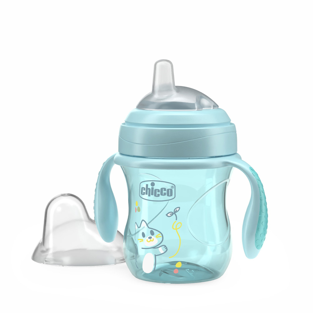 CHICCO Hrnček Transition učiaci s držadlami teal, 4m+