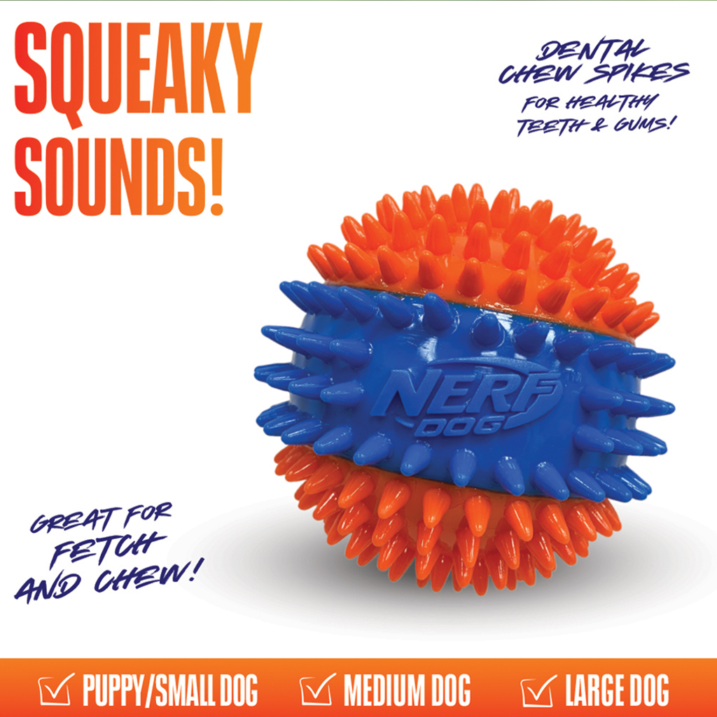 NERF DOG Hračka pre psov pískacia loptička so spikmi 6,9 cm