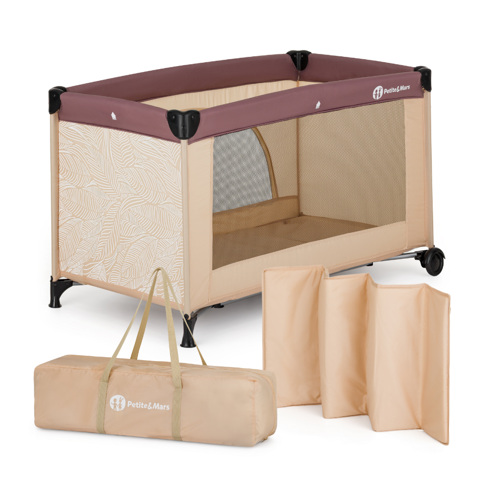 PETITE&amp;MARS Postieľka cestovná Nyja s matracom Foldie, Urban Jungle Sand